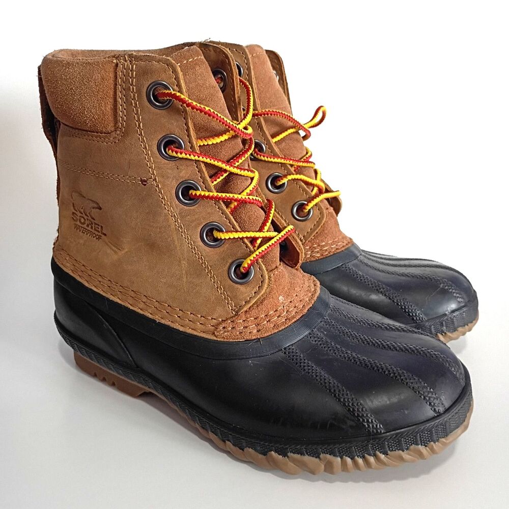 Sorel Cheyenne Kids Duck Boots Leather Lace Up Kids Youth Size 3